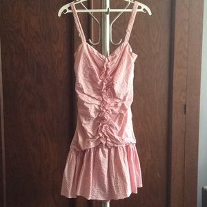 Betsey Johnson pink striped seersucker dress sz 0